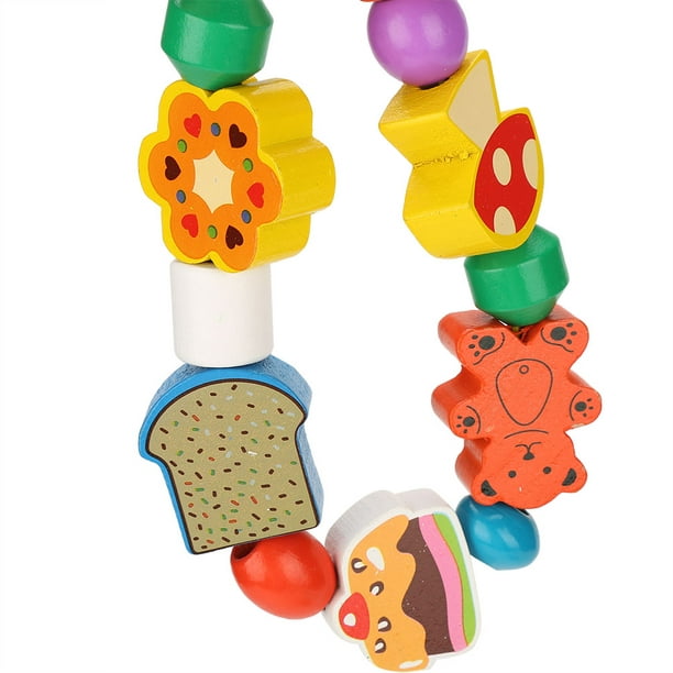 Chaîne de voiture d'enfant bio avec des perles de bois multicolores