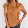 thumbnail image 2 of Women's Bow Tie Neck Blouse Batwing Sleeve Short Sleeve Top High Neck Loose Fit Solid Color Romantic Casual Blouse, 2 of 6
