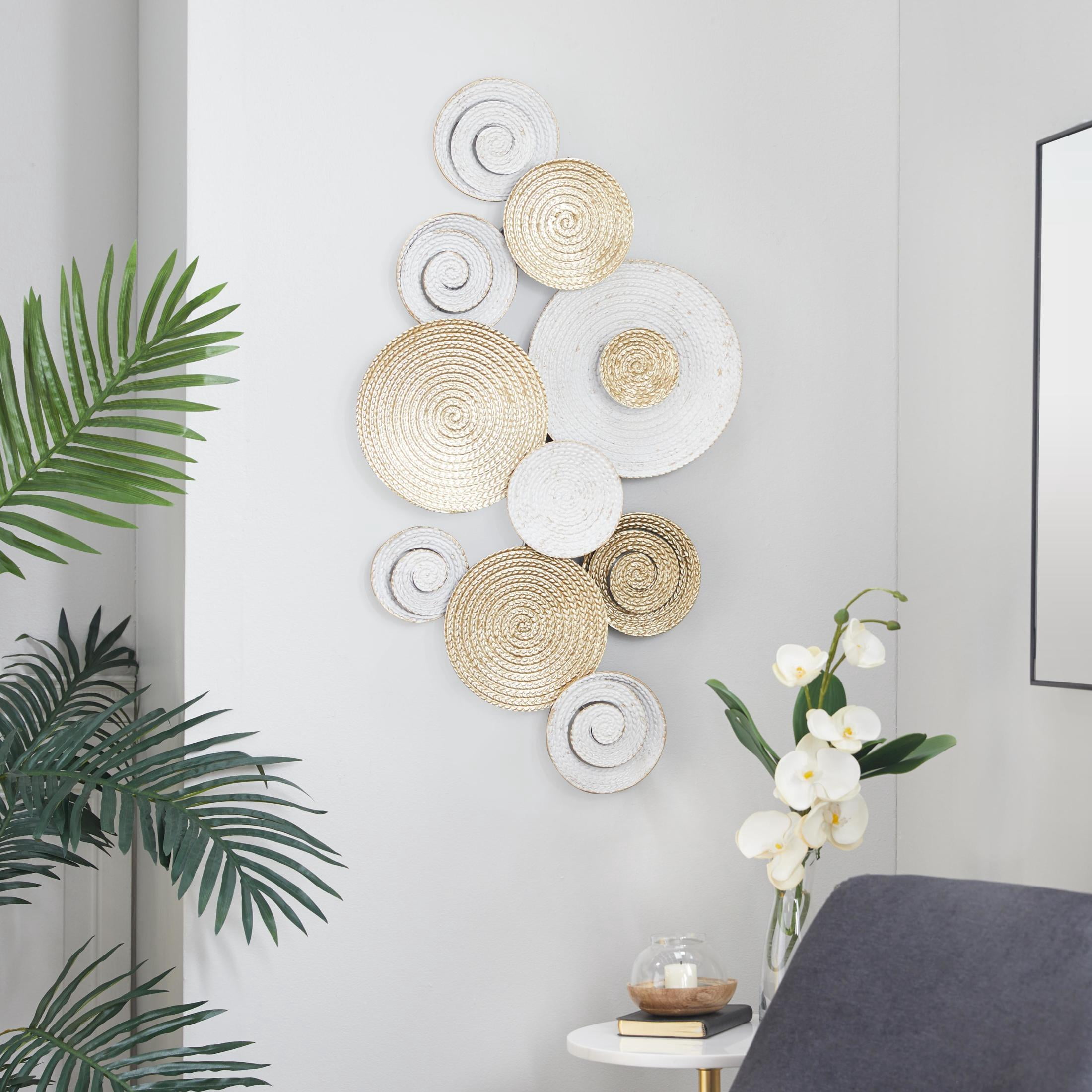 CosmoLiving by Cosmopolitan Gold Metal Spiral Plate Wall Decor with Gold Accents