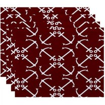 Simply Daisy 18" x 14" Anchor's Up Geometric Print Placemats, Set of 4