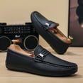 thumbnail image 4 of Men's Casual Loafers Slip On Leather Shoes Comfortable Lightweight Driving Shoes Male Moccasins Classic Penny Loafer Flats Boat Shoes Outdoor Walking Shoes, 4 of 14