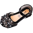 thumbnail image 1 of LAICAIW Chaussures de Danse Mode Printemps et Été pour Filles Chaussures de Performance Robe de Princesse Semelle Plate Perle Légère Paillettes Bout Rond Respirant et Confortable Sandale pour Tout-Petits Filles (Noir-A, 1 Grands Enfants), 1 of 6