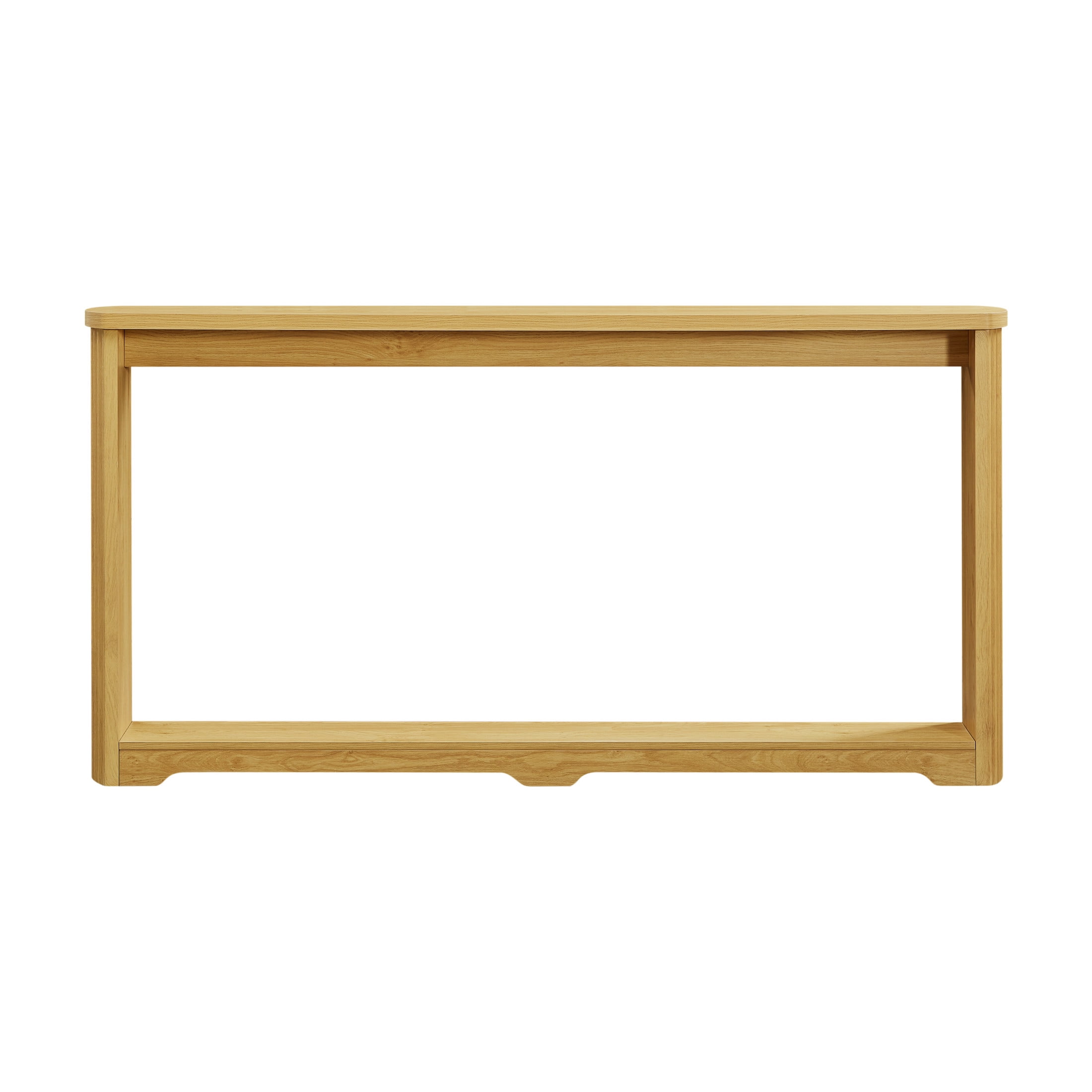 Noble House 70.1" Narrow Console Table, Modern Wave Texture Entryway & Sofa Table with Storage Shelf, Natural
