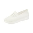 thumbnail image 3 of Women's Knit Slip-On Flats, Breathable Platform Loafers with Soft Sole, Comfortable Wide Width Casual Dress Shoes for Daily Work Outdoor, White/Beige/Black, 3 of 10