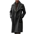 thumbnail image 1 of Lovzfmll Men's Wool Blend Overcoat Double Breasted Notched Lapel with Pockets Black, L, 1 of 5