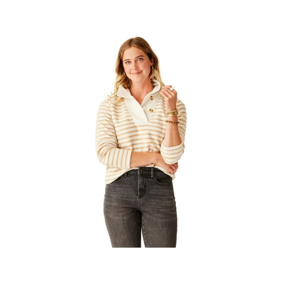 Carve Designs Clara Fleece Pullover - Women's, Birch Even Stripe, Small