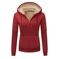 thumbnail image 2 of DAFPZW Women's Sherpa Lined Hooded Sweatshirt Zip Up Winter Warm Hoodies Comfy Hooded Fleece Jacket, 2 of 9