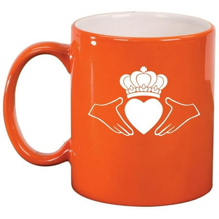 

Irish Claddagh Ceramic Coffee Mug Tea Cup Gift for Her Him Friend Coworker Wife Husband (11oz Orange)