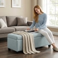 thumbnail image 6 of Storage Ottoman Bench, Tufted Ottoman, Bench with Safety Hinges and Wooden Legs, Solid Wood Frame for Bedroom, Living Room, Entryway, 49.75 Inch Wide, Baby Blue, 6 of 8