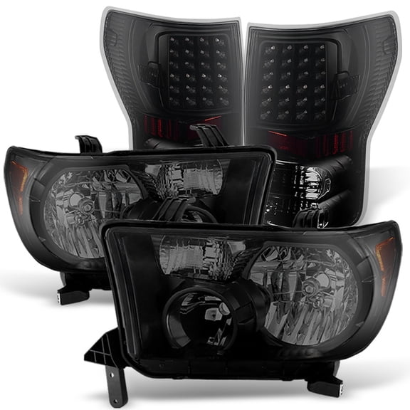 AKKON - For Black Smoked For 07-13 Tundra Pickup Truck Headlights   LED Tail Brake Lamp