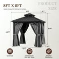 thumbnail image 5 of JolyDale 8' x 8' Outdoor Hardtop Gazebo, Galvanized Double Roof Canopy Gazebo,Aluminum Frame Permanent Pavilion with Mosquito Net and Privacy Curtain for Garden, Patio, Gray, 5 of 8
