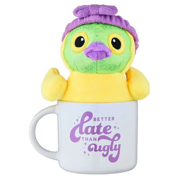 Facemask Duck Plush in Better Late Than Ugly Mug, Purple and White, Mother's Day by Way To Celebrate