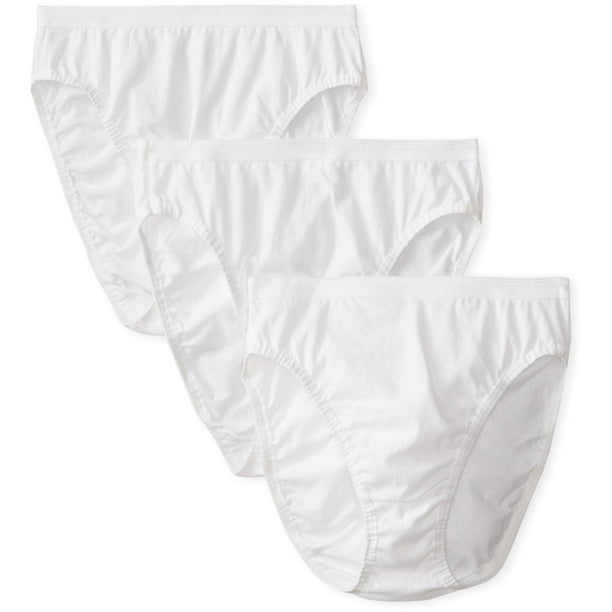 Fruit of the Loom Women`s 3 Pack White Cotton Hi-Cut Brief Panty