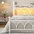 thumbnail image 3 of EnHomee Twin Size Metal Bed Frame with Vintage Headboard & Footboard Metal Platform Bed Frame Twin with LED Lights Bed Frame with Charge Station & Storage, Noise Free, White, 3 of 9