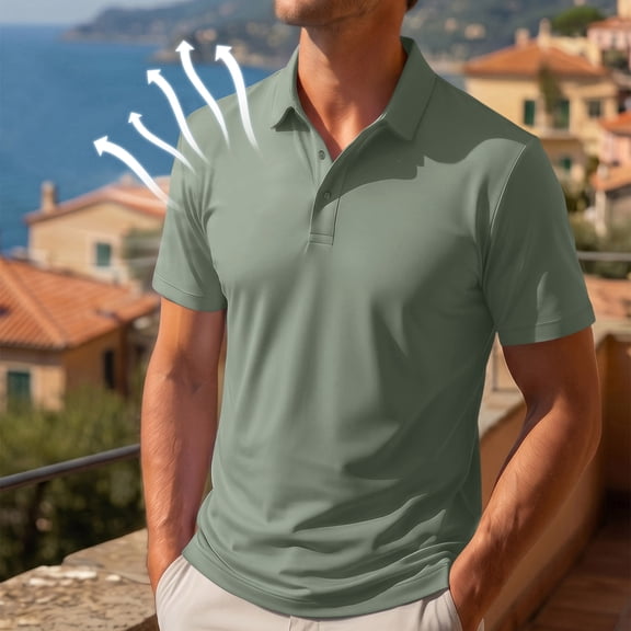Breeze Capri Polo Shirt for Men Beer Belly Wearbreeze Short Sleeve Collared Textured Casual Golf Shirt