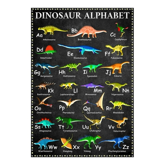 Dinosaur Alphabet Chart Poster Educational Charts, Classroom Posters and Decorations, Back to School Supplies, Learning Posters for Preschool, Kindergarten, Elementary, and Virtual Learning