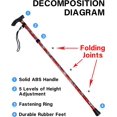 thumbnail image 3 of Rojo - Bastón plegable de 1 pieza, bastón de aluminio con forma de flor, bastón de trekking portátil ligero y ajustable con mango ergonómico antideslizante, adecuado para mujeres y hombres., 3 of 5
