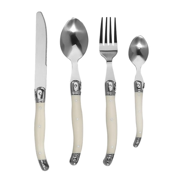 Juego de cubiertos de acero inoxidable, juego de utensilios para servir postres, reutilizables. Conjunto B