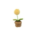thumbnail image 4 of Ramo de flores de ganchillo para decoración de mesa, tejido a mano, con plantas pequeñas en maceta. Flor amarilla, 4 of 9