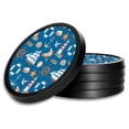 thumbnail image 1 of Silicone Non-Slip Drink Coasters with Removable Printed Absorbent Felt Pad - Set of 4 - Nautical Seamless, 1 of 3