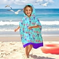 thumbnail image 2 of Kids Hooded Beach Towels Wrap for 4-12 Years,Cute Mermaid Theme Girls Swim Cover Up for Bathroom，27"x33" Quick Dry Purple & Sky Blue Bath Towel Poncho,Perfect for Travel Vacation,Pool Party,Swimming, 2 of 7