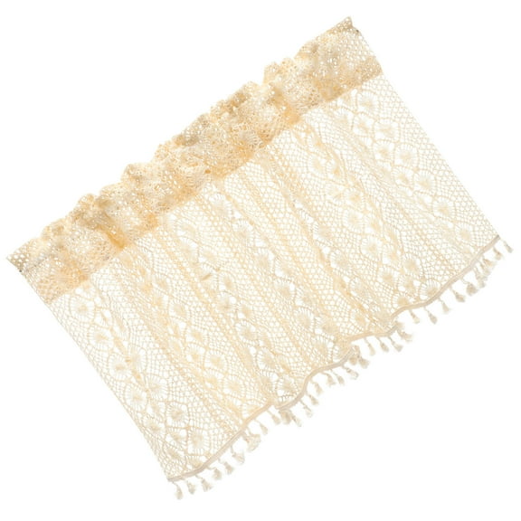 LEORX Khaki Short Crochet Curtain for Bedroom Kitchen Window Privacy