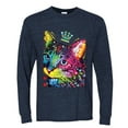 thumbnail image 2 of Wild Bobby Dean Russo Cat Wearing a Crown Thinking Cat Crowned Cat Lover Men Long Sleeve Shirt, Vintage Heather Navy, Small, 2 of 5