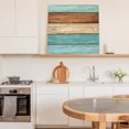 thumbnail image 6 of Farmhouse Aqua Brown Wall Art Painting on Canvas, Vintage Wooden Striped Canvas Art Home Prints Wall Art Framed Modern Artwork for Living Room Bedroom Wall Decor 12x12in, 6 of 9