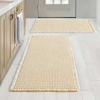 Wehilion Boho Waffle Bath Rugs, Brown Rubber