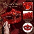 thumbnail image 5 of Red Venetian Masquerade Mask for Women 7 X 4 Inch Rhinestone Inlaid Lace Trim Mask for Masquerade Party Halloween Mardi Gras Accessory 1 Pack, 5 of 5