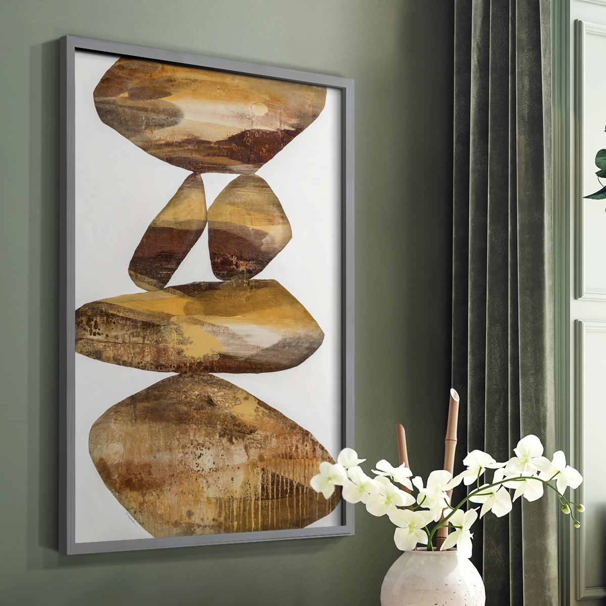 Rocks I in Gray Solid Wood 16 x 20 Framed Print