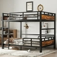 thumbnail image 3 of Harper & Bright Designs Metal Bunk Bed Full over Full with Stairs for Boys and Girls, Vintage Loft Bed with Guardrails for Bedroom, Black+Vintage, 3 of 12