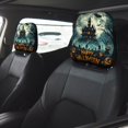 thumbnail image 4 of 2 PCS Car Headrest Cover, Halloween Happy Bat Castle Soft Car Seat Head Rest Cover Protector Interior Car Accessories Seat Covers for Cars Truck Auto Only Covers, 4 of 8