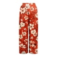 thumbnail image 4 of Dress Pants Women Petite High Waisted Wide Leg Summer Beach Vacation Pants Boho Lounge Casual Palazzo Trousers, 4 of 7