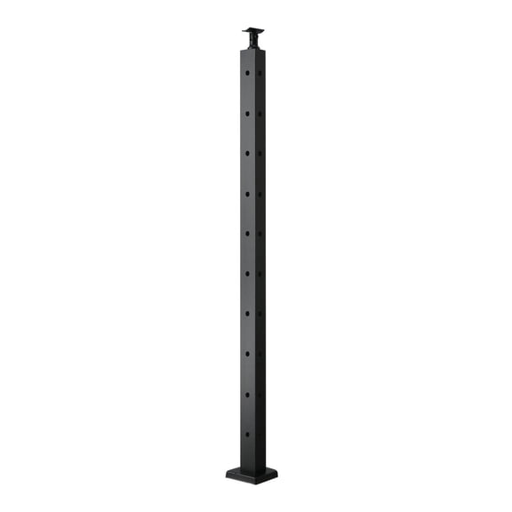 Cable Railing Post, 36x1x2 Inch Corner Post - Stainless Steel, Black, Pre-Drilled L-Shaped Holes, Horizontal/Curved Bracket, Deck & Stair Railing, 1-Pack