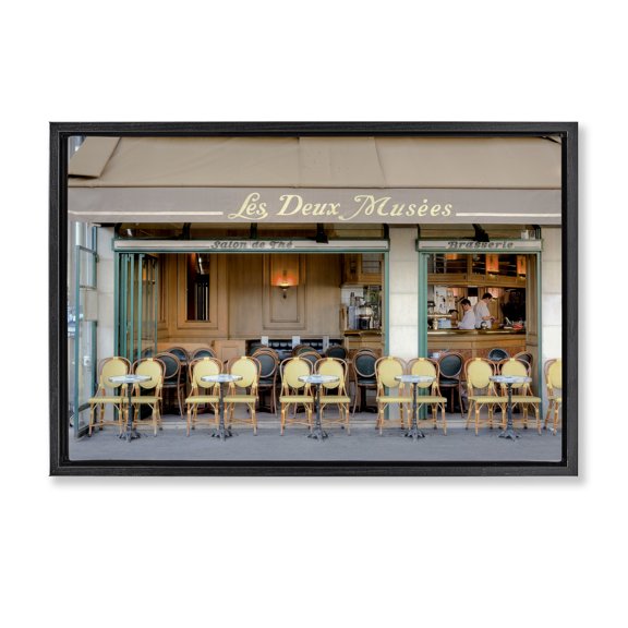 Stupell Industries Traditional Parisian Outdoor Seating Cafe Black Floating Frame Canvas Art, 25 x 17, by Alan Blaustein