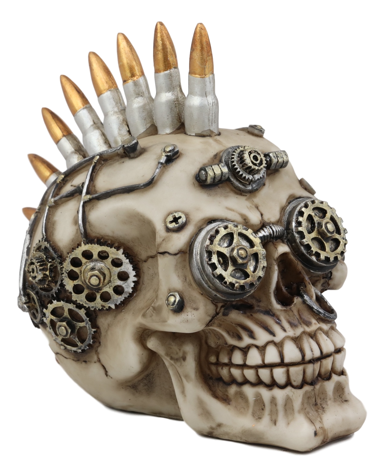 Steampunk Gothic Robotic SKULL Top Hat & Goggles Skeleton HEAD Sculpture Decor 