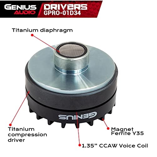 Genius Audio GPRO-01D34 1.35" Controlador de compresión 30 vatios RMS