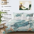thumbnail image 3 of Cal King 4 Piece Bedding Set Blue Sea Turtle Ocean Starfish Soft Breathable Duvet Cover and Pillowcase,Seaweed Vintage Map Duvet Cover Set Washable Bed Sheets for Bedroom Dormitory Guest Room, 3 of 9