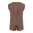 thumbnail image 6 of LSONABXA Coffee Baseball Caps for Women Under $15 Women's Cap Sleeve Crewneck Top & Drawstring Short Outfit Two Piece Set T Shirt And Short, 6 of 6