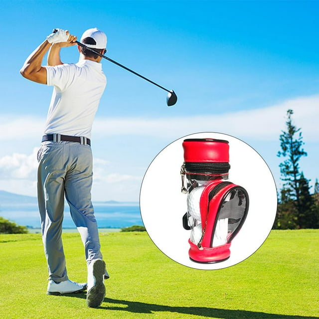 Soporte para pelotas y tees de golf con 3 pelotas y 3 tees Paquete de almacenamiento pequeño en la cintura con rojo Cola Estuche para pelota de golf