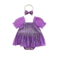 thumbnail image 1 of Gupgi Barboteuse à Franges pour Bébé Fille Robe à Manches Courtes avec Bandeau et Franges à Sequins, 1 of 8