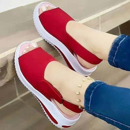 

Women s Shoes Fashion Solid Color Minimalistic Fish Mouth Thick Bottom Wedge Sandals Slippers Flip Flop
