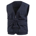 thumbnail image 2 of Zysthvn Cargo Vest for Men Casual Plus Size Lightweight Fall Jackets for Men Big and Tall Outdoor Solid with Pockets V-Neck Vests, Navy XXXL, 2 of 9