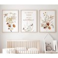 thumbnail image 3 of Hieng Nursery Wall Art Print Wildflower Poster Pictures 3 Pieces Floral Botanical Canvas Painting for Girls Room Nursery Decor With Inner Frame, 3 of 6