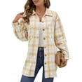 thumbnail image 3 of UVN Flannel Plaid Shirts for Women Shacket Jacket Long Sleeve Button Down Shirt Coats Top, 3 of 9