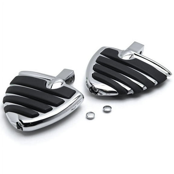 Krator Chrome Motorcycle Wing Foot Pegs Footrests L R Compatible with Honda 750 Magna VF750C 1996-2004 Rear