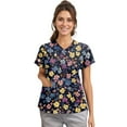thumbnail image 4 of LHVUOA Summer Scrubs for Women Floral Printed V Neck Short Sleeve T Shirts Comfy Working Uniforms with Pockets, 4 of 6