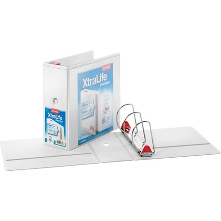 Cardinal XtraLife ClearVue Non-Stick Locking Slant-D Binder, 5" Cap, 11 x 8 1/2, White