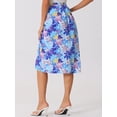 thumbnail image 4 of DARING DIVA Women's Tropical Beach Ruched Split Thigh Skirt XL Blue, 4 of 6